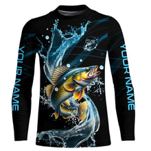 Load image into Gallery viewer, Walleye fishing blue water Custom performance long sleeve fishing shirts, Walleye fishing jerseys NQS9093