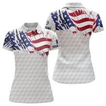 Load image into Gallery viewer, American Flag white Women Golf Polo Shirts Custom patriotic womens top, unique polo shirts NQS7744
