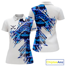 Load image into Gallery viewer, Personalized Women golf polo shirts custom white and blue camo ladies golf apparel, golfing gifts NQS10073