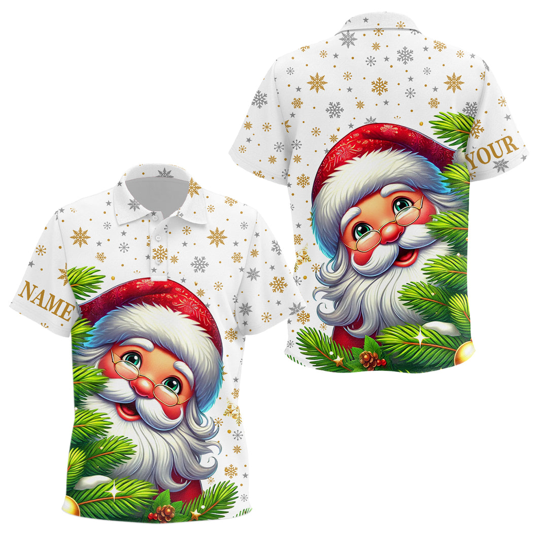 Funny Christmas tree Kid golf polo shirts custom Santa golf Christmas pattern golf attire for Kid NQS6777