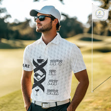 Load image into Gallery viewer, Black and White Mens golf polo shirt custom It&#39;s in my DNA coffee golf wine mens golf outfit NQS10390