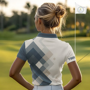 Vintage Pastel Argyle Pattern Golf Polo Shirt For Women Custom retro ladies golf outfit NQS10232