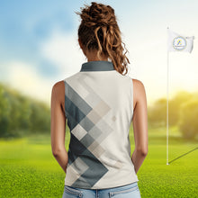 Load image into Gallery viewer, Vintage Pastel Argyle Pattern sleeveless Golf Polo Shirt For Women Custom retro ladies golf outfit NQS10232