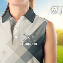 Load image into Gallery viewer, Vintage Pastel Argyle Pattern sleeveless Golf Polo Shirt For Women Custom retro ladies golf outfit NQS10232