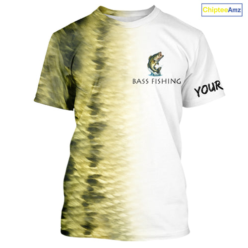 Personalized Green Scales Performance Bass Fishing Shirts, custom Bass fishing tournament jerseys NQS10238