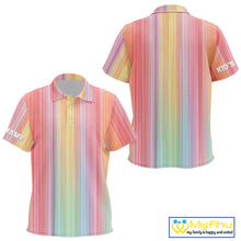 Load image into Gallery viewer, Colorful rainbow stripe pattern Kid golf polo shirt custom best golf apparel for Kid NQS10406
