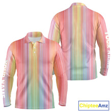 Load image into Gallery viewer, Colorful rainbow stripe pattern Mens golf polo shirt custom best golf apparel for men NQS10406