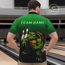 Load image into Gallery viewer, Custom Green Turtle Bowling Polo, Quarter Zip shirts For Men, Bowling tournament Team Jerseys NQS10624