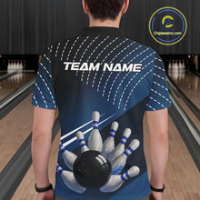 Load image into Gallery viewer, Black and Blue Bowling Polo, Quarter Zip shirts For Men Custom Bowling tournament Team Jerseys NQS10625