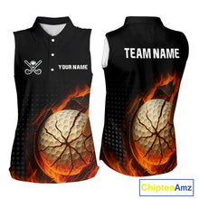 Load image into Gallery viewer, Flame Broken Golf Ball Women Sleeveless golf polo shirt, personalized cool golf outfit for ladies NQS10101