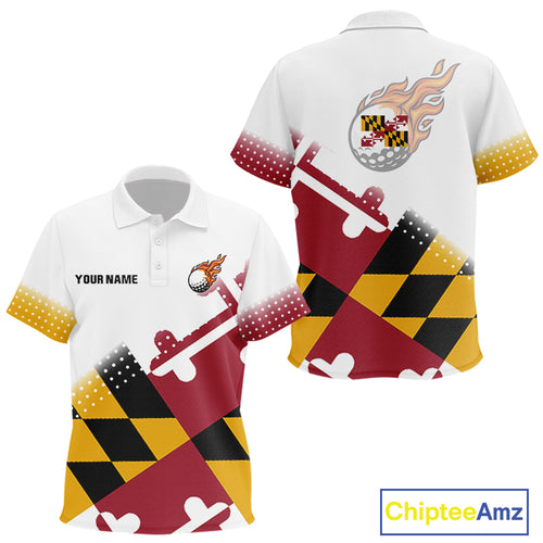 Maryland Flag Kid golf polo shirt Custom patriotic golf outfit for children NQS10105