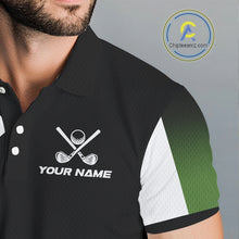 Load image into Gallery viewer, Green and Black Mens Golf Polo Shirts Custom golf clothes for men, gifts for the golfer NQS10249