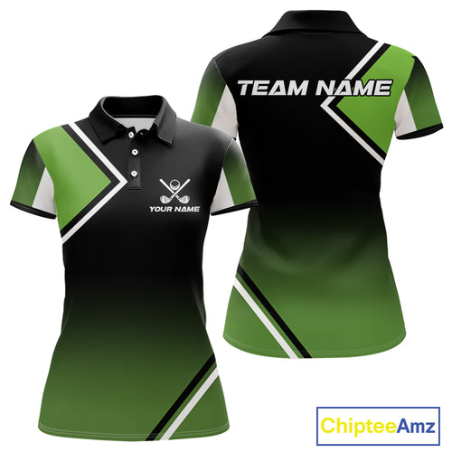 Green and Black Women Golf Polo Shirts Custom golf clothes for ladies, gifts for the golfer NQS10249