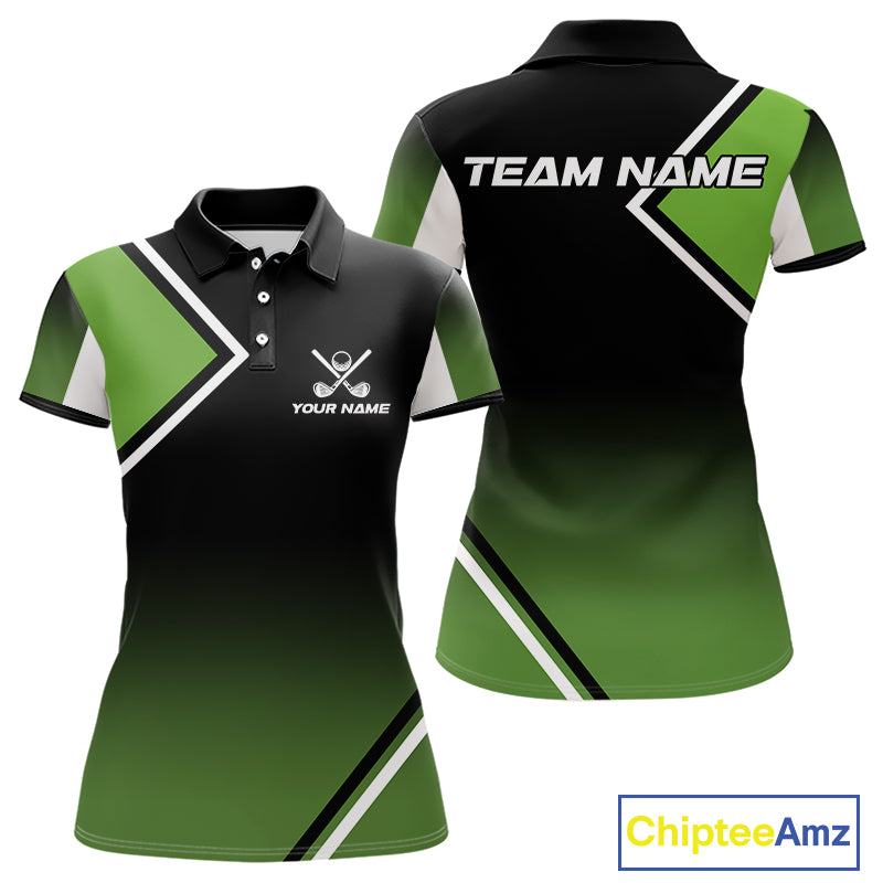 Green and Black Women Golf Polo Shirts Custom golf clothes for ladies, gifts for the golfer NQS10249