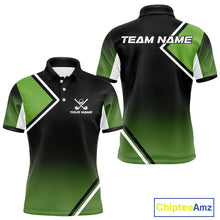 Load image into Gallery viewer, Green and Black Mens Golf Polo Shirts Custom golf clothes for men, gifts for the golfer NQS10249
