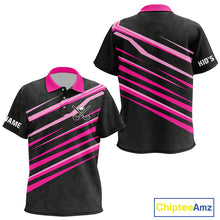 Load image into Gallery viewer, Pink and Black ribbon pattern Kid golf polo shirt Custom breast cancer golf attire for kid NQS10115