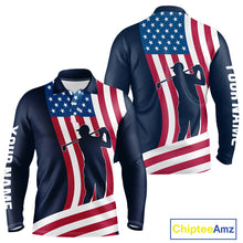 Load image into Gallery viewer, American Flag Mens golf polo shirt custom men&#39;s patriotic polo shirts, best golf shirts for men NQS10253