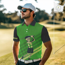 Load image into Gallery viewer, Funny argyle pattern Skull Golf Polo Shirts for men Custom mens golf attire, cool golf gifts | Green NQS10655