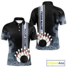 Load image into Gallery viewer, Black Smoke Bowling Polo, Quarter Zip Shirts For Men Custom Team Bowling Tournament Jerseys NQS10681