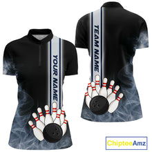 Load image into Gallery viewer, Black Smoke Bowling Polo, Quarter Zip Shirts For Women Custom Team Bowling Tournament Jerseys NQS10681