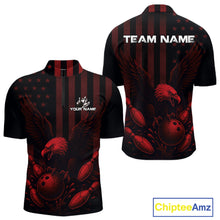 Load image into Gallery viewer, Black and Red American Flag Eagle Bowling Shirt For Mens Custom Patriotic Team bowling jerseys NQS10480