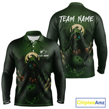 Load image into Gallery viewer, Personalized Green Reaper Skull Halloween Bowling Shirts For Men Custom Halloween Bowling Team jersey NQS10311