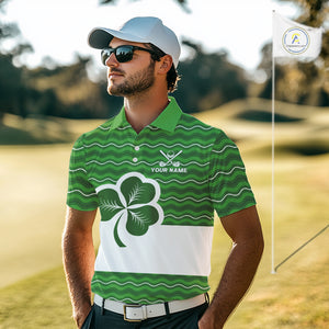 Green shamrock Lucky Mens polo golf shirts Custom St Patrick Day team golf jerseys NQS10508