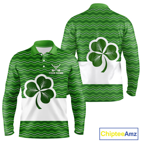 Green shamrock Lucky Mens polo golf shirts Custom St Patrick Day team golf jerseys NQS10508