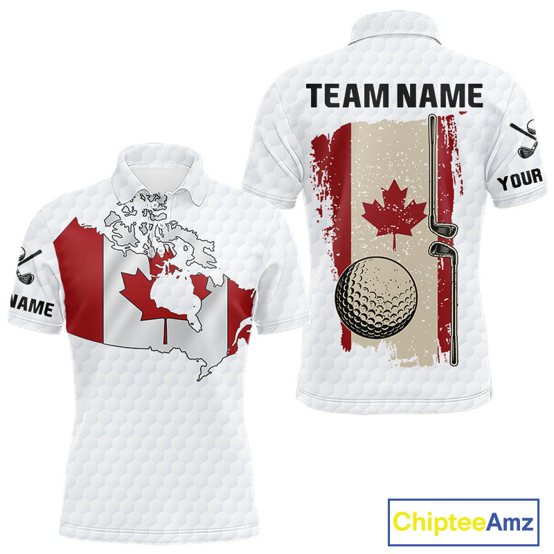 Personalized vintage Canadian Flag Men golf polo shirt Custom Patriotic Golf outfit For men NQS10182