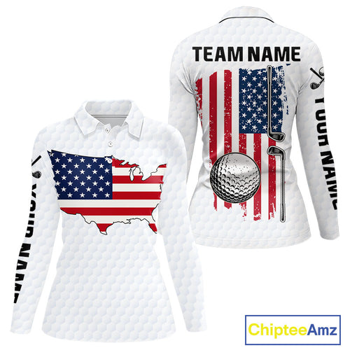 Personalized American Flag Women golf polo shirts Custom Patriotic Golf outfit For ladies NQS10183