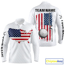 Load image into Gallery viewer, Personalized American Flag Men golf polo shirts Custom Patriotic Golf outfit For men NQS10183