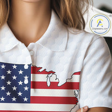 Load image into Gallery viewer, Personalized American Flag Women golf polo shirts Custom Patriotic Golf outfit For ladies NQS10183