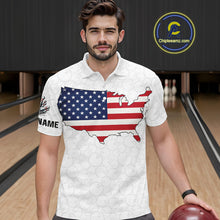 Load image into Gallery viewer, Personalized American Flag White Bowling Shirts For Men Custom patriotic Team Bowling jerseys NQS10184