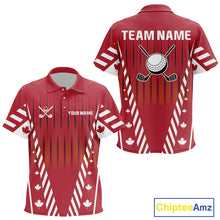Load image into Gallery viewer, Red and White maple leaf Canadian Kid golf polo shirt Custom Patriotic Golf attire For Kid NQS10185