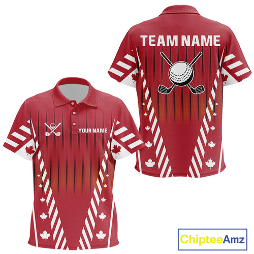 Red and White maple leaf Canadian Kid golf polo shirt Custom Patriotic Golf attire For Kid NQS10185