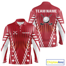 Load image into Gallery viewer, Red and White maple leaf Canadian Men golf polo shirt Custom Patriotic Golf attire For men NQS10185