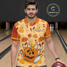 Load image into Gallery viewer, Funny Pumpkin Bowling Ball and pins Bowling Shirts for Men custom Halloween bowling team jerseys NQS10531