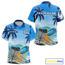 Load image into Gallery viewer, Blue Disc golf basket Kid Disc golf polo shirts Custom team disc golf jerseys NQS10021