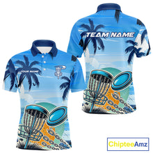 Load image into Gallery viewer, Blue Disc golf basket Mens Disc golf polo shirts Custom team disc golf jerseys NQS10021