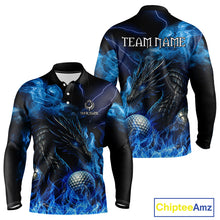 Load image into Gallery viewer, Blue Flame Dragon Golf polo shirts For Men Custom Dragon team mens golf outfits, gift for golf lover NQS10024