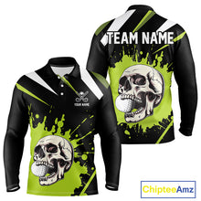 Load image into Gallery viewer, Black and Green Skull Golf polo shirts For Men Custom team golf outfits men, cool golf gifts NQS10025