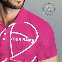 Load image into Gallery viewer, Pink ribbon pattern breast cancer awareness Men golf polo shirt Custom team Golf attire For men NQS10189