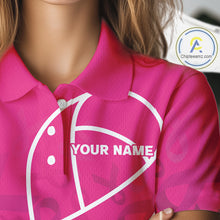 Load image into Gallery viewer, Pink ribbon pattern breast cancer awareness Women golf polo shirt Custom team Golf attire For ladies NQS10189