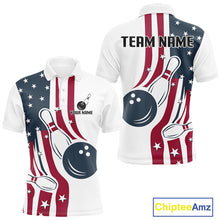 Load image into Gallery viewer, Red, White and Blue American Flag Bowling shirts For Men custom patriotic bowling team uniform jersey NQS10337