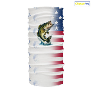 Red, White and Blue American Flag Bass Fishing custom patriotic Bass performance Fishing Shirts NQS10034
