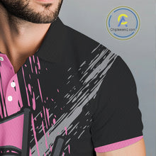 Load image into Gallery viewer, Black and pink ribbon Breast Cancer Awareness golf shirts custom Men golf polo shirts, best golf gift NQS10196