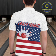 Load image into Gallery viewer, Personalized American Flag Strike Bowling Polo, 1/4 Zip Shirts For Men, Patriotic Bowling Team Jersey NQS10345