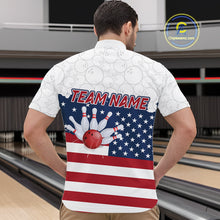 Load image into Gallery viewer, Personalized American Flag Strike Bowling Polo, 1/4 Zip Shirts For Men, Patriotic Bowling Team Jersey NQS10345