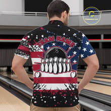 Load image into Gallery viewer, American Flag Black Bowling Polo, 1/4 Zip Shirts For Men custom patriotic retro bowling team shirts NQS10210