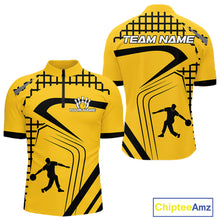 Load image into Gallery viewer, Custom Black and Yellow Bowling Shirts For Men, Personalized Team Bowling Jersey Bowler Outfit NQS10575